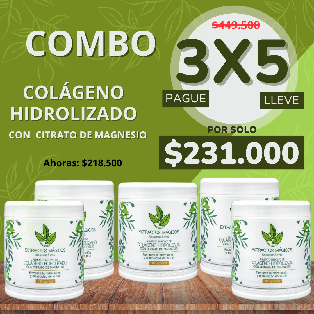 Extractos Mágicos - Colágeno Hidrolizado con Citrato de Magnesio Oferta 3x5